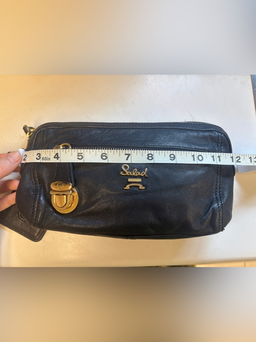 Salad Black Leather Baguette Bag with Accessories and Original Care Card - Picture 15 of 16